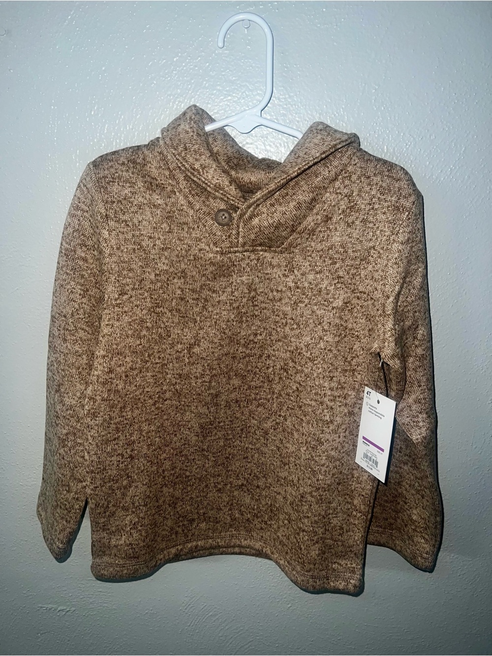 NWT Kids Cozy Shawl Collar Pullover Hoodie in Marled Brown